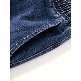 Men's Street Style Wide Leg Denim Jeans, Casual Drawstring Pants, Hip-Hop Loose Fit Jeans