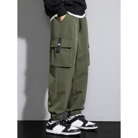 Men's Casual Flap Pocket Thin Cargo Pants, Chic Loose Fit Joggers For Outdoor Activities