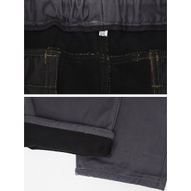 Men's Fleece Lined Casual Pants, Elastic Waist Pants Workwear Leisure Fashion Pants Cargo Pants
