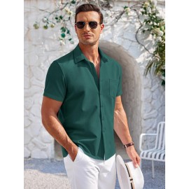 Mens Summer Beach Shirt Short Sleeve Shirts Casual Button Down Shirts Wrinkle Free