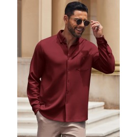 Men'S Long Sleeve Wrinkle Free Shirt Casual Button Down Shirt for Men Untucked Shirts with Pocket