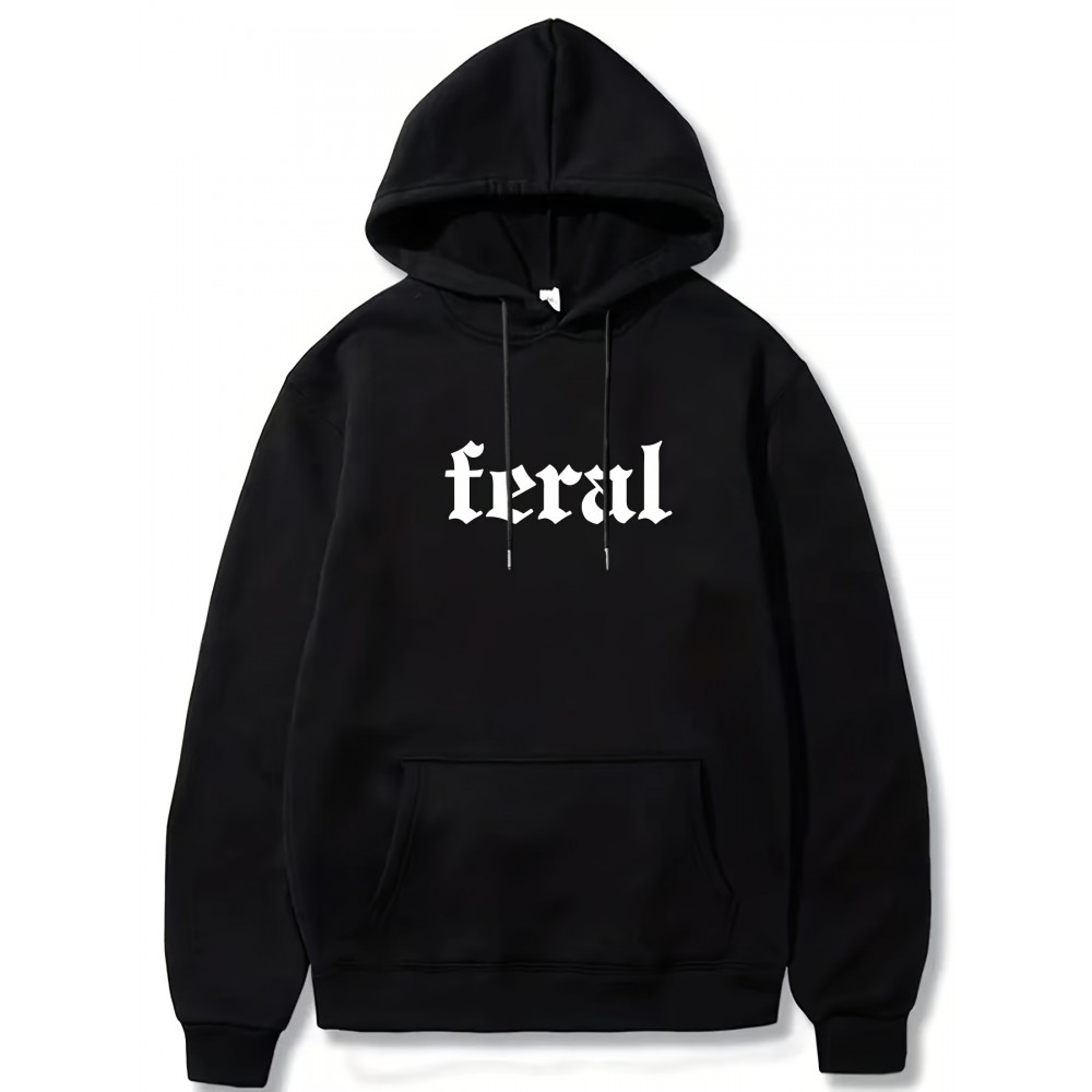 Men's Oversized Hip-Hop Style Hoodie with Geometric Print - Casual Pullover Sweatshirt for Fall & Winter, Polyester, Machine Washable