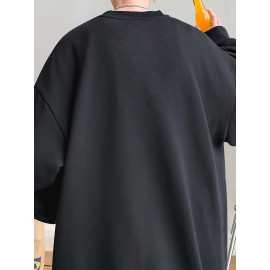 MOGAO Casual Geometric Sweatshirt for Men - Polyester Knit Fabric, Long Sleeve, Regular Fit, Round Neck, Comfortable and Trendy Unisex Hoodie