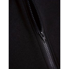 Men's Fashion Geometric Cross Print Hoodie with Comfort Pockets, Full Zip Regular Fit Polyester Knit Fabric Hooded Sweatshirt with Slight Stretch - All Season Style