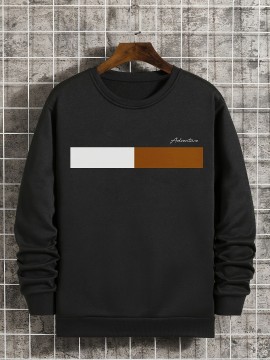 Men's Color Block Pullover Sweatshirt - Stylish Streetwear for Autumn and Winter